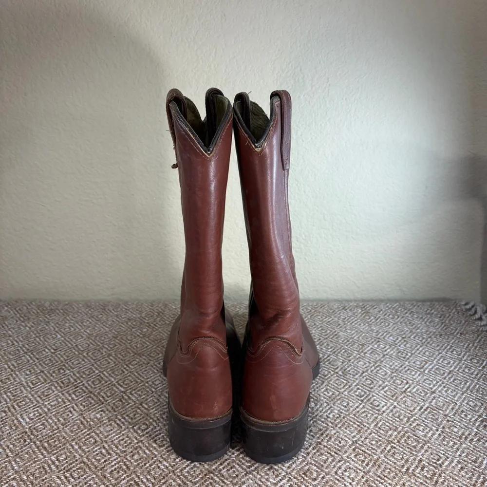 Acme Mens Brown Leather Western Cowboy Boots 9096 Sz 8E Roper Riding Texans